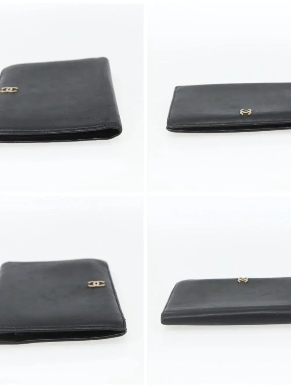 CHANEL Day Planner Cover Leather Black Gold CC Auth 157492